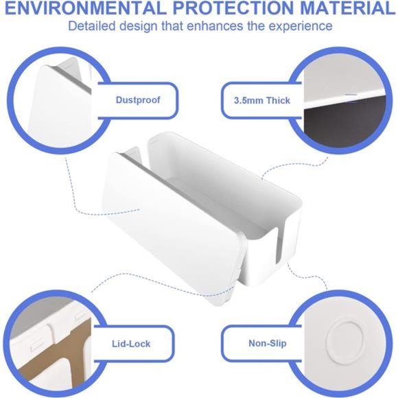 Cable Organizer Box Set of Three,Power Cover Cord Holder SurgeProtector for Desk - Picture 3 of 7